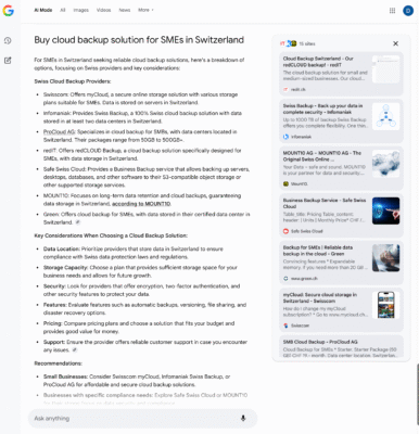 AI Mode Erfahrungen - Suchintention: Transaktional